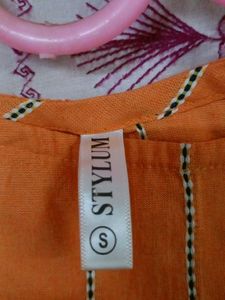 Orange Striped Kurta Set pure cotton