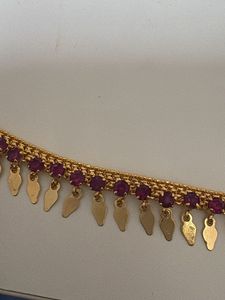 Gold necklace (elakkathali) with Red Stones