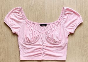 Cute Pink Ruched Crop Top