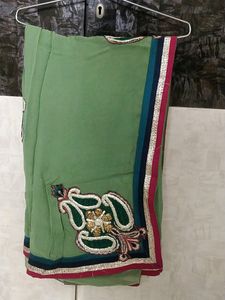 LIGHT GREEN GEORGETTE SAREE