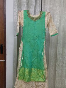 Elegant Green & Beige Kurta Set
