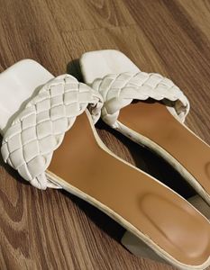 Woven Detail Block Heel Mules