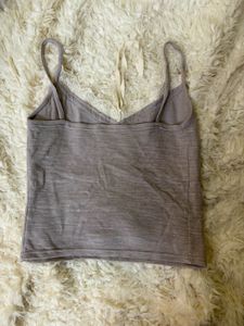 Grey Lace Trim Cami Top
