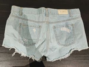 Light Wash Ripped Denim Shorts
