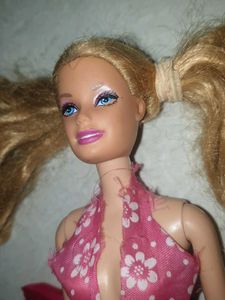 Vintage Barbie Doll in Pink Floral Dress
