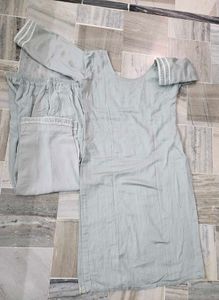 Light Grey Embroidered Kurta Set