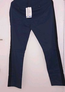 Navy Blue Pants with Black Stripe