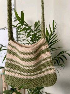 Striped Crochet Sling Bag