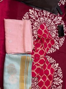 Sky Blue Saree with Embroidered Border