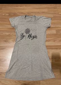 Cute Grey "Fly High" T-Shirt Dress