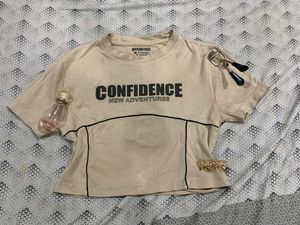 Beige Graphic T-Shirt y2k