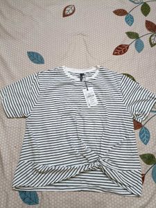 Striped Twist-Knot T-Shirt