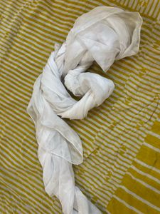 Delicate white chiffon scarf medium size
