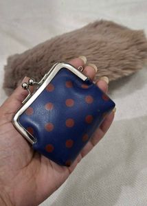real Fuzzy Clutch with Coin Pouch