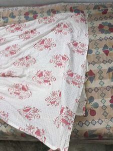 Elegant White &amp; Pink Floral Gown