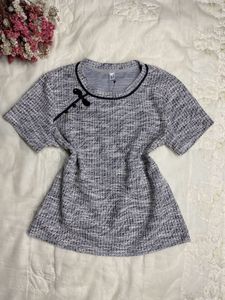 Chic Grey Textured Top cheongsam style