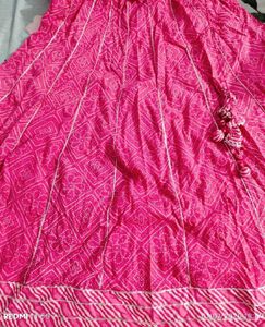 Pink Bandhani Print Anarkali Dress