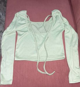 Light Green Ribbed Long Sleeve Top