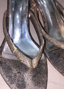 Sparkling Silver Wedge Heels