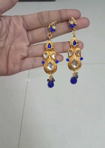 Exquisite Blue Stone Gold Plated Earrings