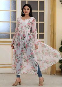 Women's Floral Print Long Kurta