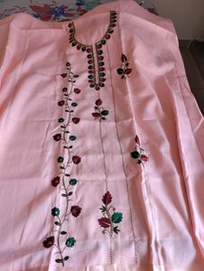 Embroided Peach Suit Fabric