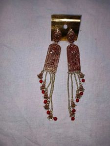 Boho Red Jhumka Earrings