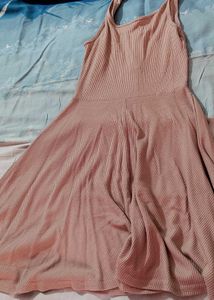 Dusty Pink Colour Slim One Piece Dress