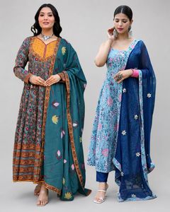 Elegant Printed Kurta Set with Dupatta Combo