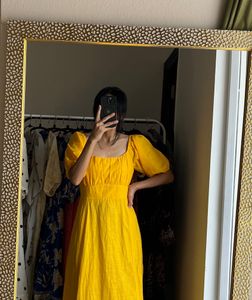 Yellow Linen Cotton Maxi Dress