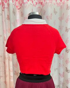H&amp;M Polo Neck Crop Shirt