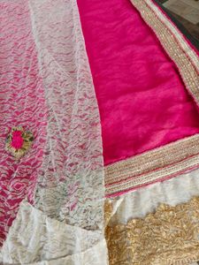 💓Pink &amp; Gold Lace Saree