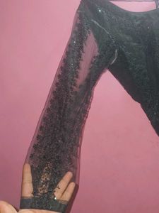 Elegant Black Sequined Saree
