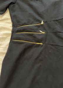 Chic Black Dress with Gold Zippers