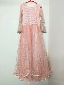 Stunning Pink Sequined Gown with Dupatta