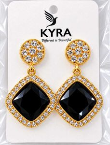 Elegant Black Diamond Dangle Earrings