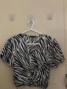 Zebra Print Twist Front Top