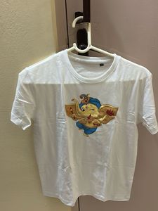 White T-Shirt with Cute Ganesha Print