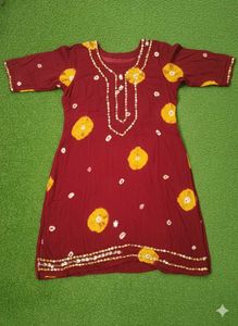 Ethnic Maroon &amp; Yellow Kurta Set