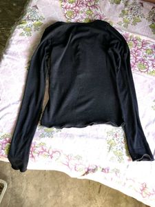 Black Long Sleeve Button Up Top