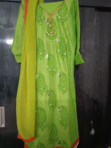 Vibrant Green Embroidered Kurta Set