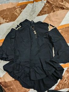 Elegant Black top with Pearl Embellishments