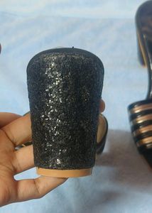 New Black And Silver Strip Low Heel