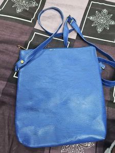 Blue Crossbody Bag with Tassel Charm