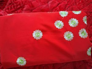 Elegant Red Embroidered Saree