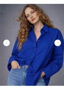 Vibrant Blue Oversized Button-Up Shirt
