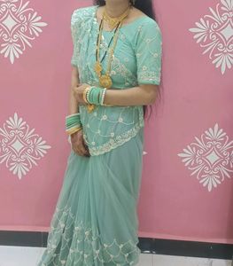 Elegant Mint Green Saree