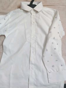 Boys' Grey  White Patterned Shirt