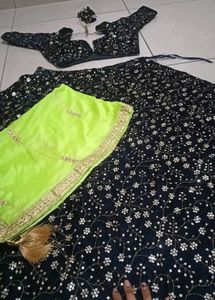 Stunning Black Sequined Lehenga Choli Set