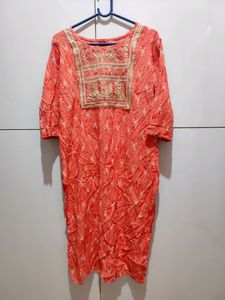 Red Embodoried Kurta